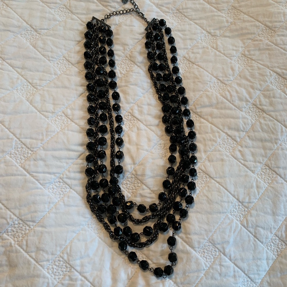 Black Statement Multi Strand Necklace - image 1